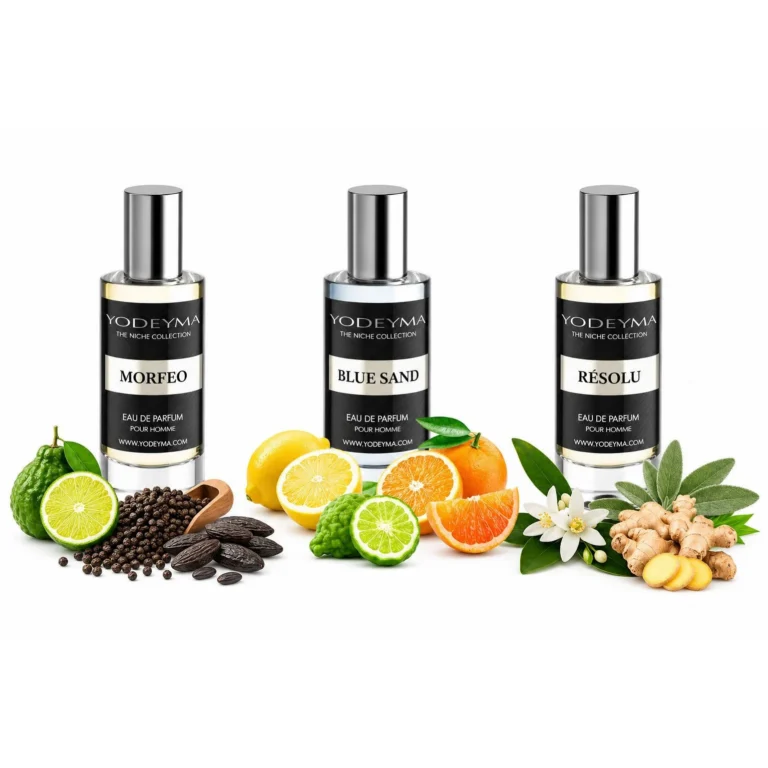 Set 3 Apa de Parfum Yodeyma pentru barbati, Blue Sand, Resolu si Morfeo, caracter comun fresh, condimentat-lemnos, un set versatil si echilibrat, 3x15ml, fara cutie