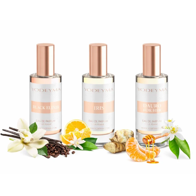 Set 3 parfumuri Yodeyma pentru femei, Black Elixir, Iris, Dauro for Her, 15ml, note florale, dulci
