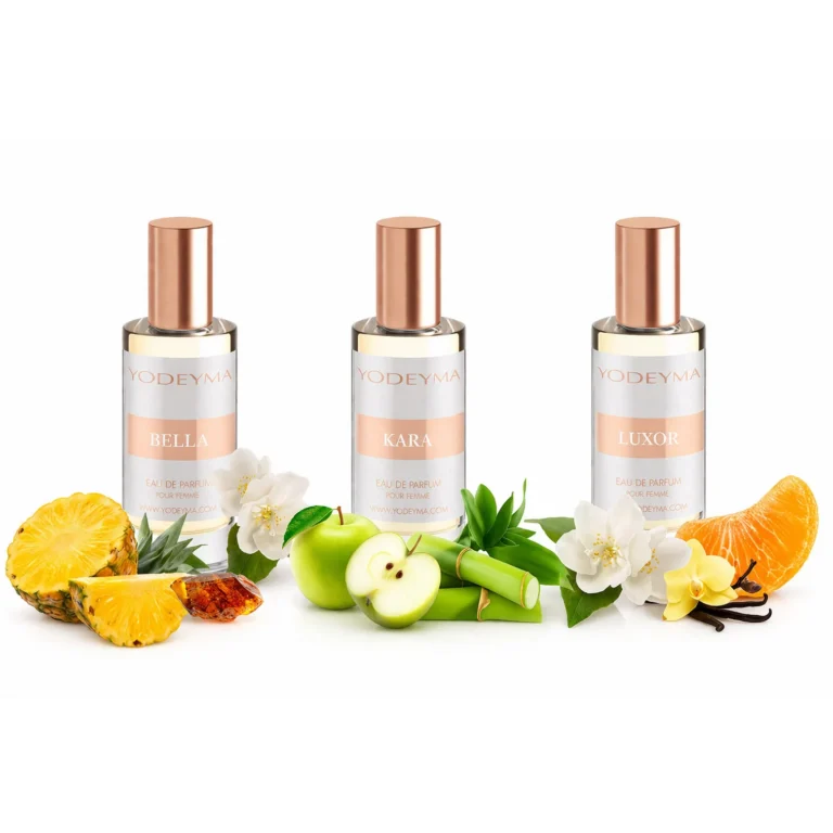 Set 3 parfumuri Yodeyma pentru femei, Kara, Luxor, Bella, note florale si orientale, 3x15ml