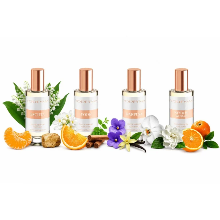 Set 4 parfumuri Yodeyma pentru femei, Harpina, Yode, Escitia, Notion Woman, sofisticat, elegant, proaspat si delicat, note citrice, lemnoase si orientale, 4x15ml, fara cutie