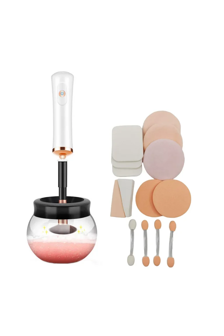 Set aparat electric pentru curatarea si uscarea pensulelor de machiaj CleanAndMake, cu buretei si accesorii incluse, practic, negru/alb, Doty®️