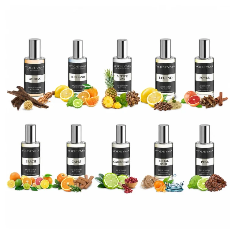 Set Yodeyma 10 Mini Apa de Parfum pentru barbati, de la arome fresh sau dulci la note lemnoase, condimentate sau orientale, fara cutie, 15ml