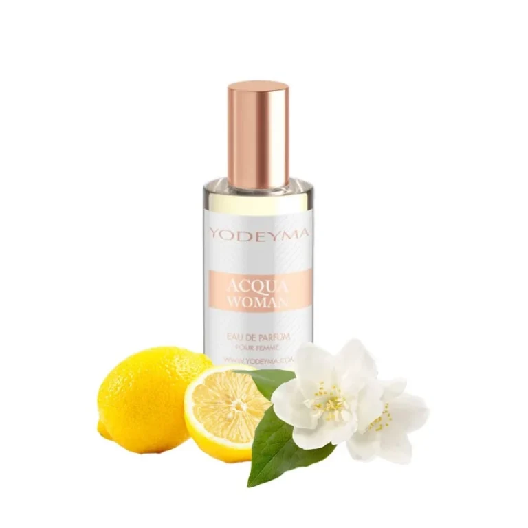 Yodeyma Acqua Woman Apa de parfum pentru femei, nuante de lamaie de Sicilia, Iasomie si lichen de prun, pentru femeia moderna si vibranta, 15ml