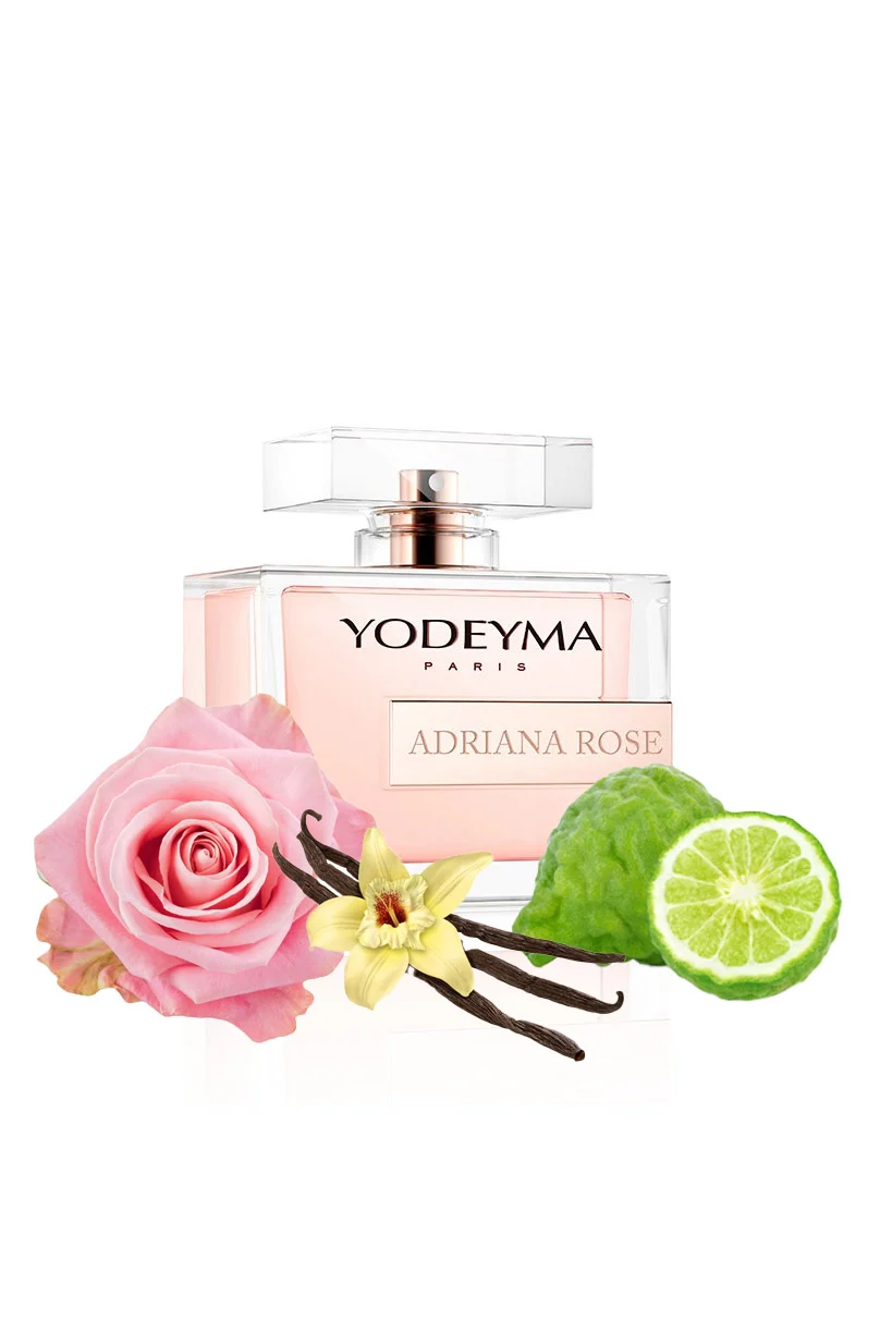 Yodeyma Adriana Rose Apa de parfum pentru femei, nuante de bergamota, trandafir si vanilie, intruchipeaza feminitatea pura si eleganta delicata, 100ml – prezentarea produsului