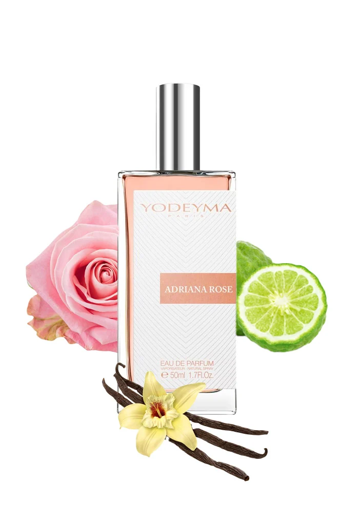 Yodeyma Adriana Rose Apa de parfum pentru femei, nuante de bergamota, trandafir si vanilie, intruchipeaza feminitatea pura si eleganta delicata, 50ml – prezentarea produsului