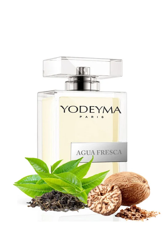Yodeyma Agua Fresca Apa de parfum pentru barbati, nuante de ceai verde, nuca macinata si lichen de prun, combina prospetimea naturala cu accentele pamantii si o nota subtila de eleganta, 100ml – prezentarea produsului