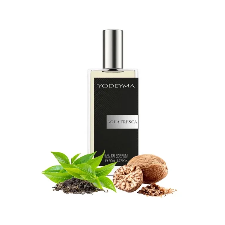 Yodeyma Agua Fresca Apa de parfum pentru barbati, nuante de ceai verde, nuca macinata si lichen de prun, combina prospetimea naturala cu accentele pamantii si o nota subtila de eleganta, 50ml