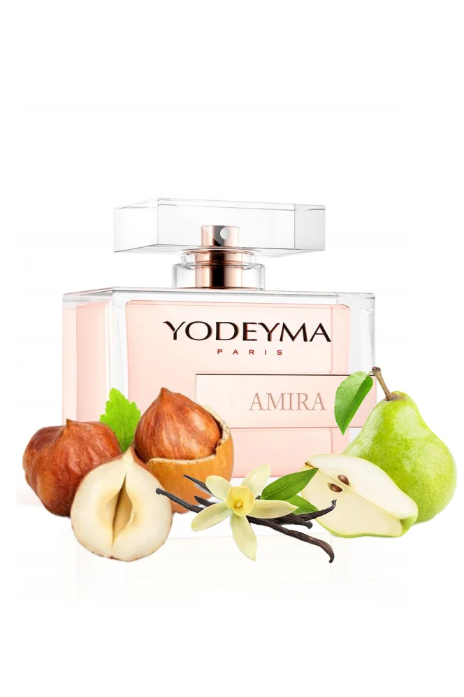Yodeyma Amira Apa de parfum pentru femei, nuante de para, alune de padure si vanilie, creat pentru femeile care adora combinatiile dulci si sofisticate, 100ml – prezentarea produsului