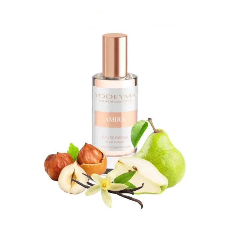 Yodeyma Amira Apa de parfum pentru femei, nuante de para, alune de padure si vanilie, creat pentru femeile care adora combinatiile dulci si sofisticate, 15ml