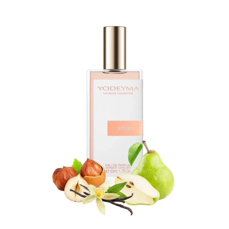 Yodeyma Amira Apa de parfum pentru femei, nuante de para, alune de padure si vanilie, creat pentru femeile care adora combinatiile dulci si sofisticate, 50ml