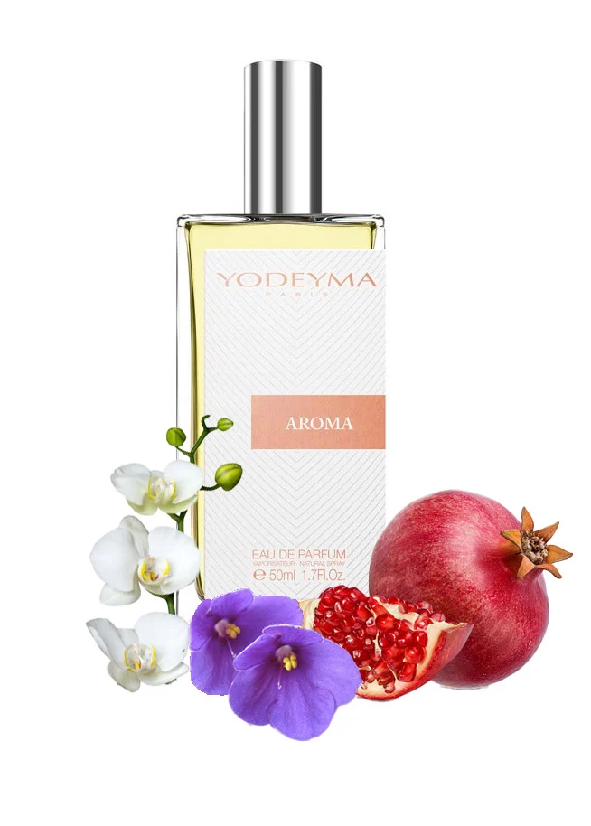Yodeyma Aroma Apa de parfum pentru femei, nuante de rodie, orhidee si saintpauli, imbratiseaza feminitatea si eleganta, 50ml – prezentarea produsului