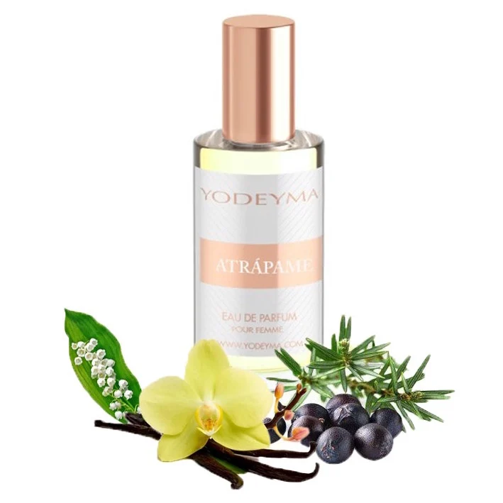 Yodeyma Atrápame Apa de parfum pentru femei, nuante de agris negru, lacramioara si vanilie, capteaza esenta seductiei si a feminitatii, 15ml