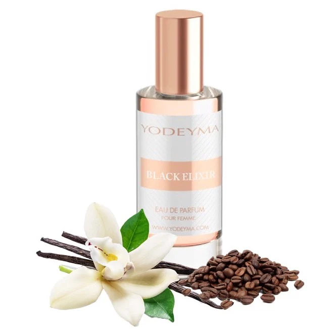 Yodeyma Black Elixir Mini Apa de parfum pentru femei, nuante de cafea, lichior, vanilie, pentru femeia puternica si irezistibila, 15ml