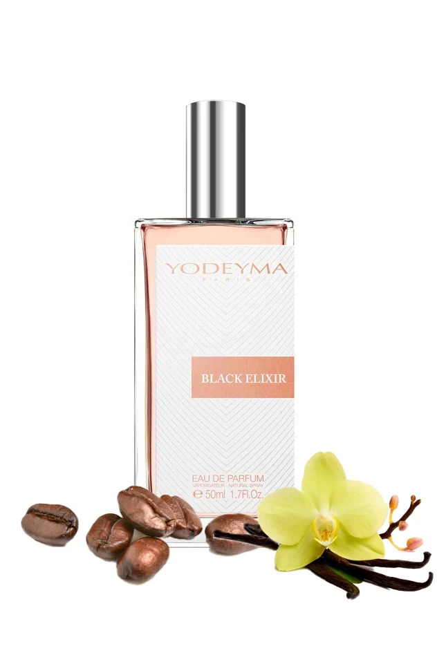Yodeyma Black Elixir Apa de parfum pentru femei, nuante de cafea, lichior, vanilie, pentru femeia puternica si irezistibila, 50ml – prezentarea produsului