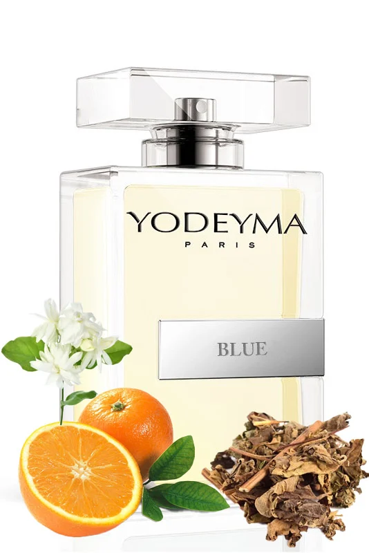 Yodeyma Blue Apa de parfum pentru barbati, nuante de portocala, iasomie si pachuli, pentru barbatul modern, carismatic si plin de stil, 100ml – prezentarea produsului