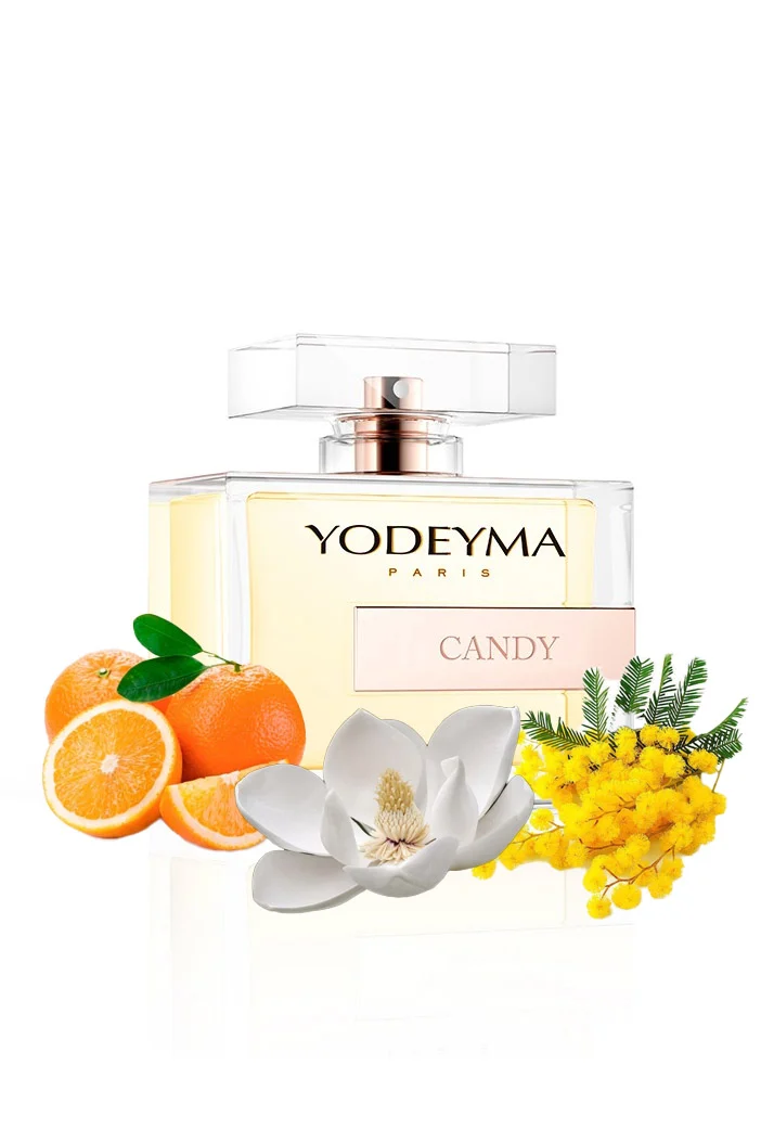 Yodeyma Candy Apa de parfum pentru femei, nuante de portocala, mimosa si magnolie, surprinde bucuria si energia unei femei pline de viata si spontaneitate, 100ml – prezentarea produsului