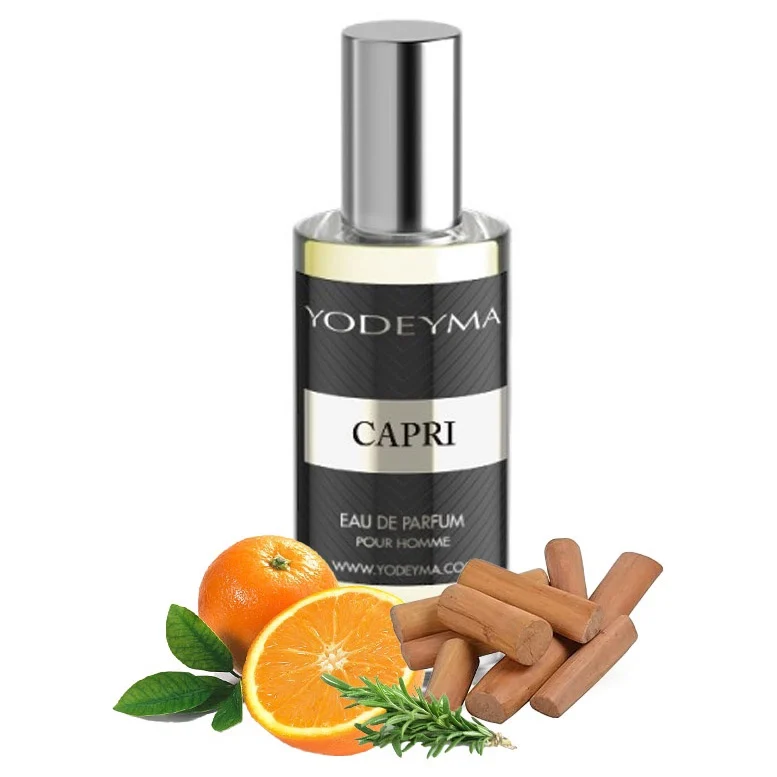 Yodeyma Capri Apa de parfum pentru barbati, nuante de portocala, rozmarin si Sándal, pentru barbatul modern, dinamic si sofisticat, 15ml