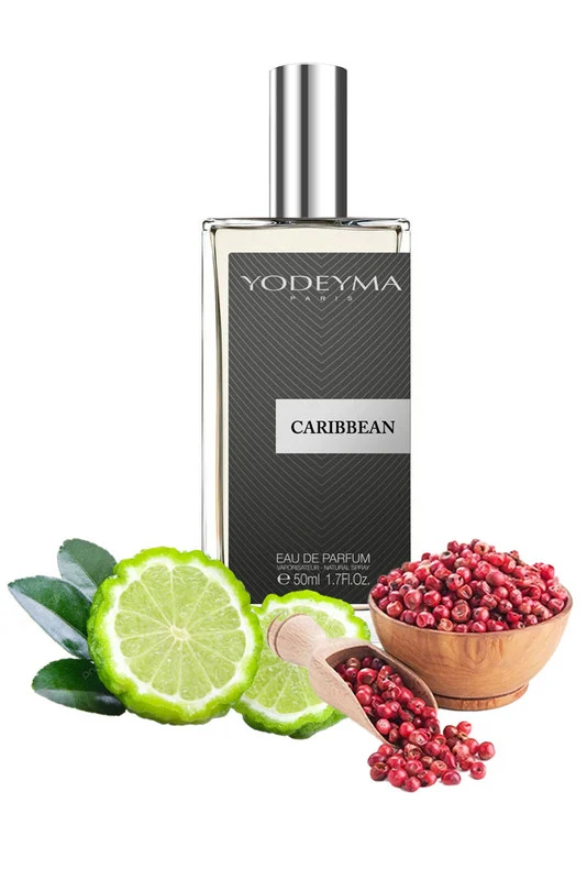 Yodeyma Caribbean Apa de parfum pentru barbati, nuante de bergamota, piper roz si lemn, creat pentru barbatul aventuros si sofisticat, 50ml – prezentarea produsului