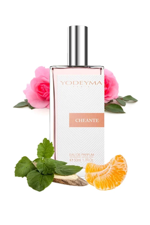 Yodeyma Cheante Apa de parfum pentru femei, nuante de mandarina, trandafir si pachuli, pentru femeia sofisticata si plina de farmec, 50ml – prezentarea produsului