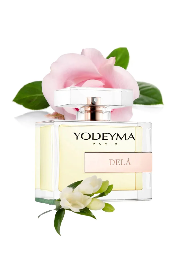 Yodeyma Delá Apa de parfum pentru femei, nuante de frezie, trandafir si lemn, pentru femeia care isi doreste sa isi evidentieze farmecul natural, 100ml – prezentarea produsului