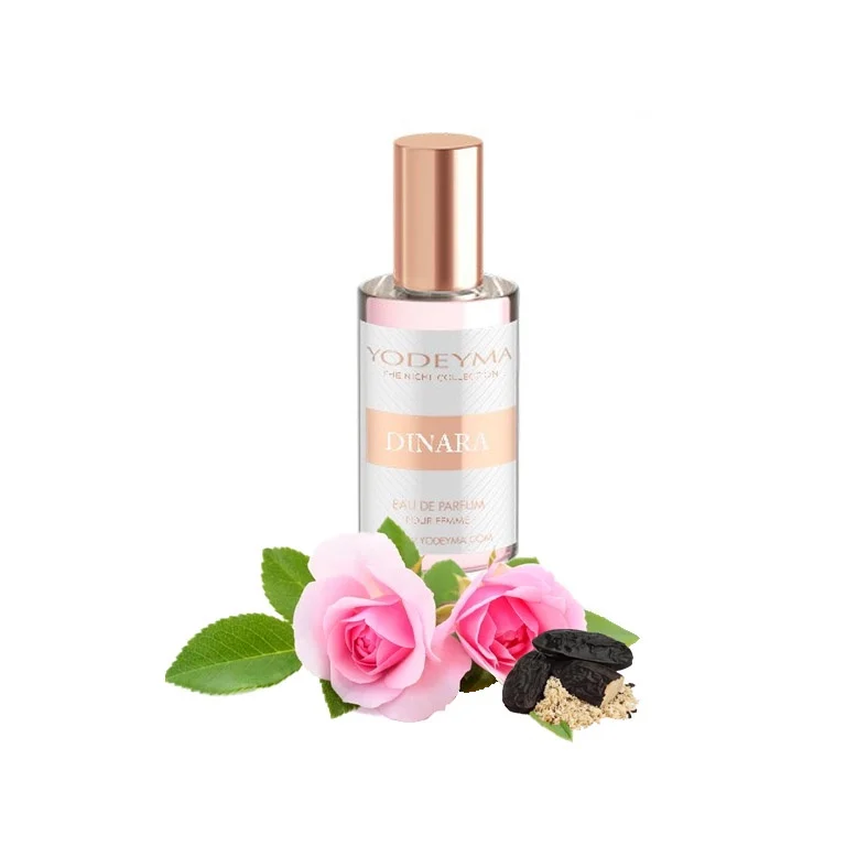 Yodeyma Dinara Apa de parfum pentru femei, nuante de trandafir, tonka si mosc, pentru femeia rafinata si sofisticata, 15ml