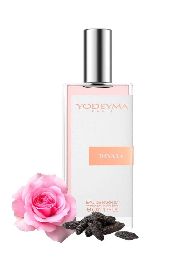 Yodeyma Dinara Apa de parfum pentru femei, nuante de trandafir, tonka si mosc, pentru femeia rafinata si sofisticata, 50ml – prezentarea produsului