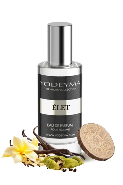 Yodeyma Elet Apa de parfum pentru barbati, nuante cardamon, lemn, vanilie, pentru barbatul elegant si atemporal, 15ml – prezentarea produsului