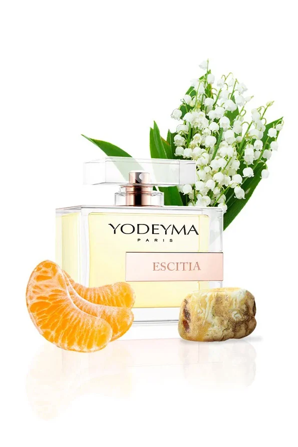 Yodeyma Escitia Apa de parfum pentru femei, nuante de mandarina, lacramioara si chihimbar, pentru femeia sofisticata si plina de incredere, 100ml – prezentarea produsului