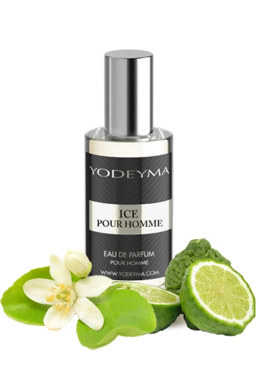 Yodeyma Ice Pour Homme Apa de parfum pentru barbati, nuante de bergamota, Floare de Pomelo si mosc alb, pentru barbatul modern si dinamic, 15ml – prezentarea produsului