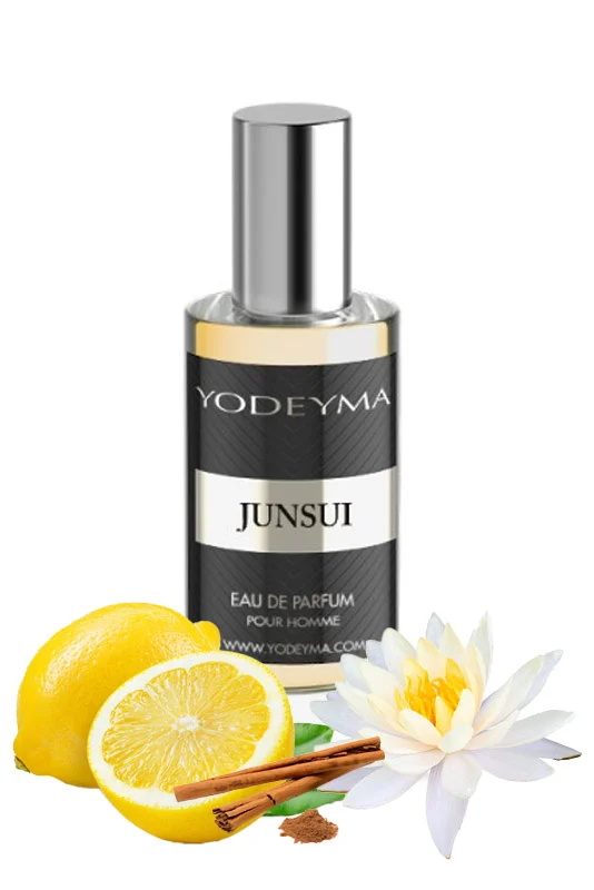 Yodeyma Junsui Apa de parfum pentru barbati, nuante de lamaie de Sicilia, floare de lotus si scortisoara, creat pentru barbatul modern si rafinat, 15ml – prezentarea produsului
