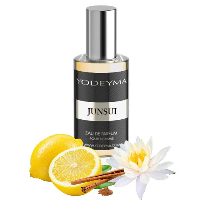 Yodeyma Junsui Apa de parfum pentru barbati, nuante de lamaie de Sicilia, floare de lotus si scortisoara, creat pentru barbatul modern si rafinat, 15ml