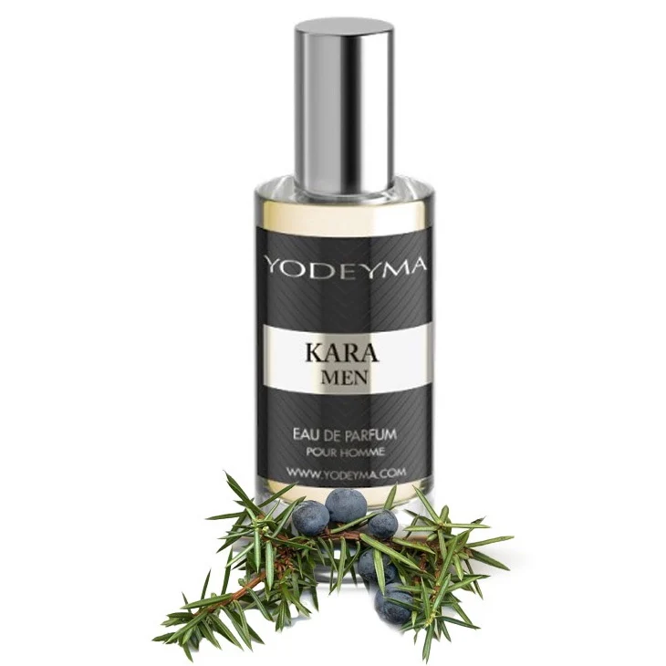 Yodeyma Kara Men Apa de parfum pentru barbati, nuante de ienupar, rozmarin si lichen de prun, creat pentru barbatul increzator si plin de energie, 15ml