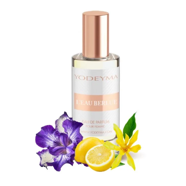 Yodeyma L'eau Berlue Mini Apa de parfum pentru femei, nuante de lamaie, Ylang Ylang si iris, pentru femeia sofisticata si plina de viata, 15ml