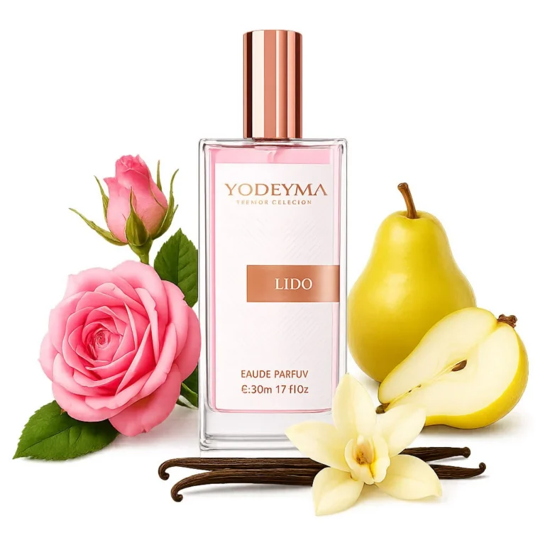 Apa de parfum Yodeyma Lido pentru femei, cu trandafir de Bulgaria, para si vanilie, feminitate moderna, combina prospetimea florala cu accentele dulci si senzuale, 50ml
