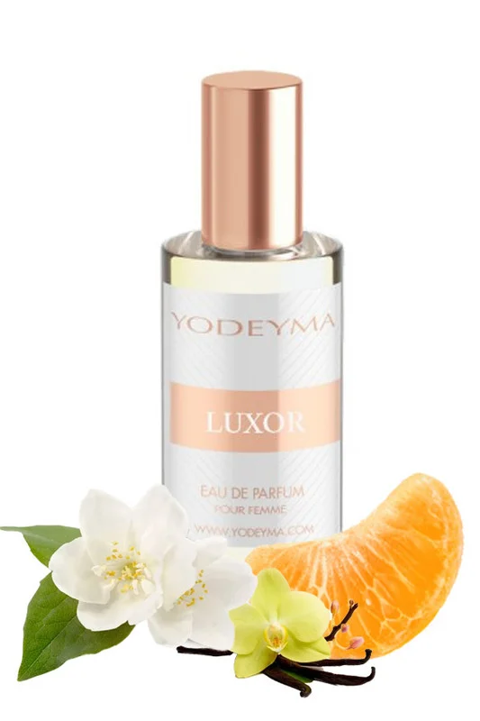 Yodeyma Luxor Apa de parfum pentru femei, nuante de mandarina, iasomie si vanilie, pentru femeia eleganta si pasionala, 15ml – prezentarea produsului