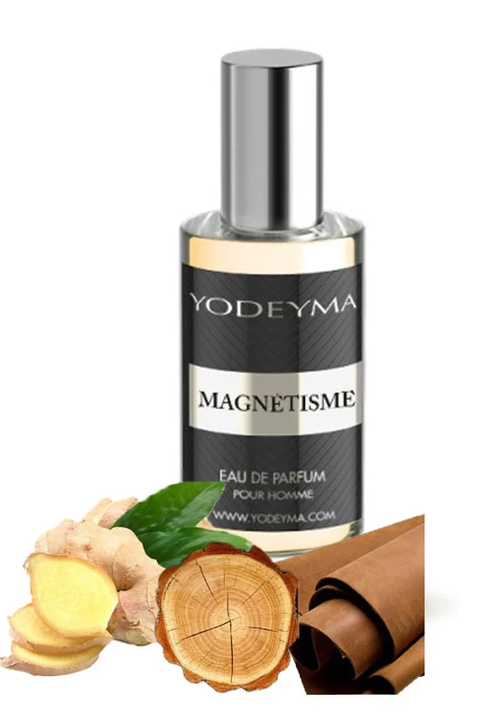 Yodeyma Magnétisme Apa de parfum pentru barbati, nuante de ghimbir, piele si lemn, creat pentru barbatul cu o prezenta magnetica si impunatoare, 15ml – prezentarea produsului