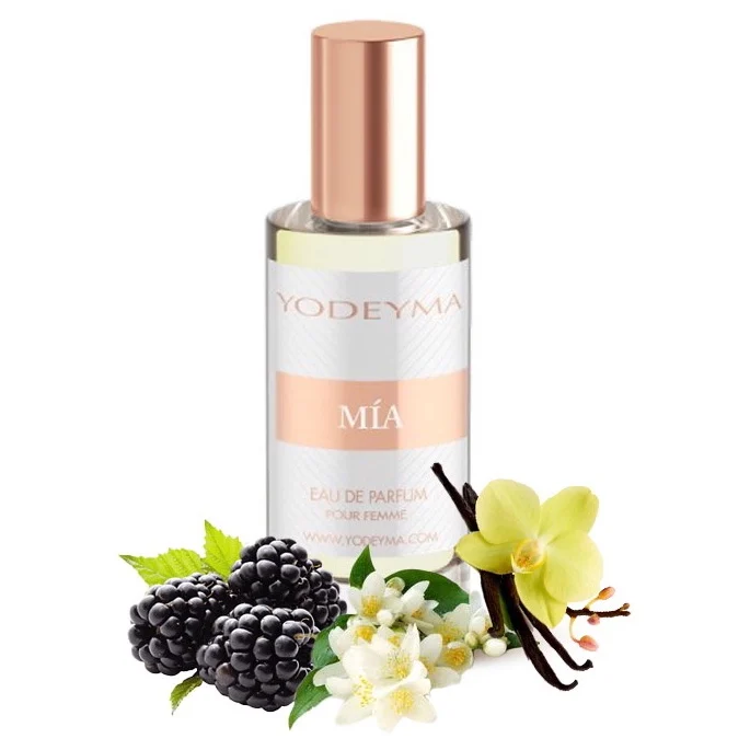 Yodeyma Mia Apa de parfum pentru femei, nuante de zmeura neagra, iasomie de Sambac si vanilie, pentru femeia rafinata si plina de pasiune, 15ml