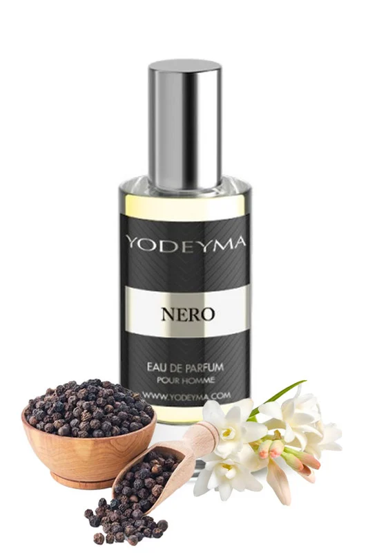 Yodeyma Nero Apa de parfum pentru barbati, nuante de piper negru, tuberoza si piele, pentru barbatul indraznet si seducator, 15ml – prezentarea produsului