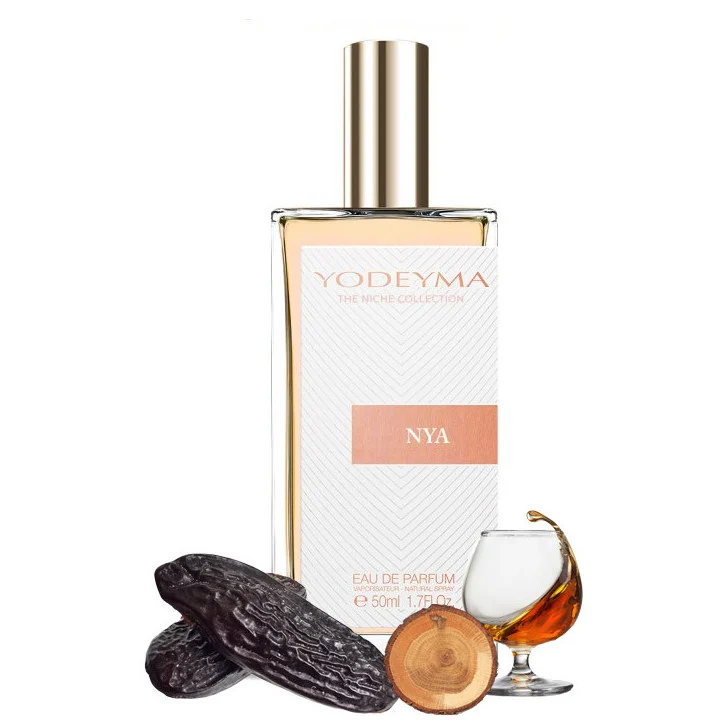 Apa de parfum Yodeyma Nya pentru femei, nuante de esenta de coniac, boabe tonka si stejar, nota perfecta de feminitate moderna, eleganta si magnetism, 50ml