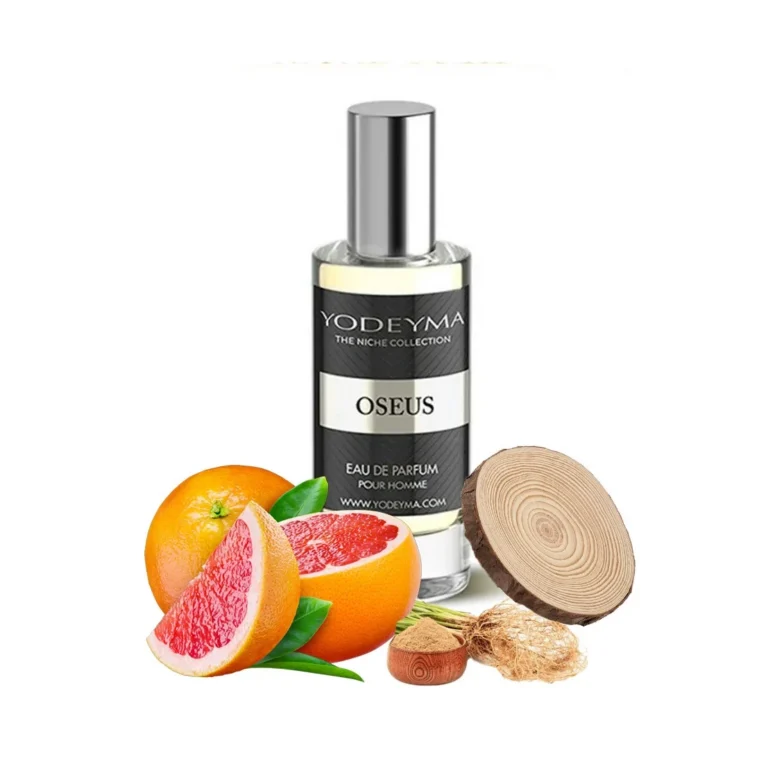 Yodeyma Oseus Apa de parfum pentru barbati, nuante grapefruit, vetiver si lemn uscat, pentru barbatul dinamic si increzator, 15ml