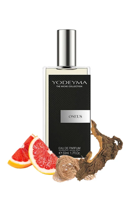 Yodeyma Oseus Apa de parfum pentru barbati, nuante grapefruit, vetiver si lemn uscat, pentru barbatul dinamic si increzator, 50ml – prezentarea produsului