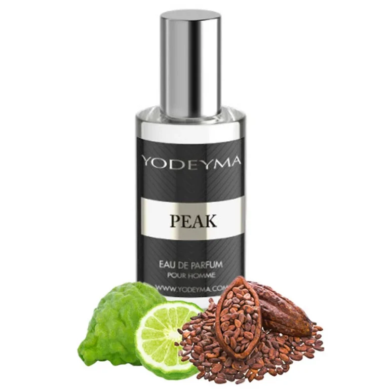 Yodeyma Peak Mini Apa de parfum pentru barbati, nuante de bergamota, piele si cacao, pentru barbatul cuceritor si puternic, 15ml