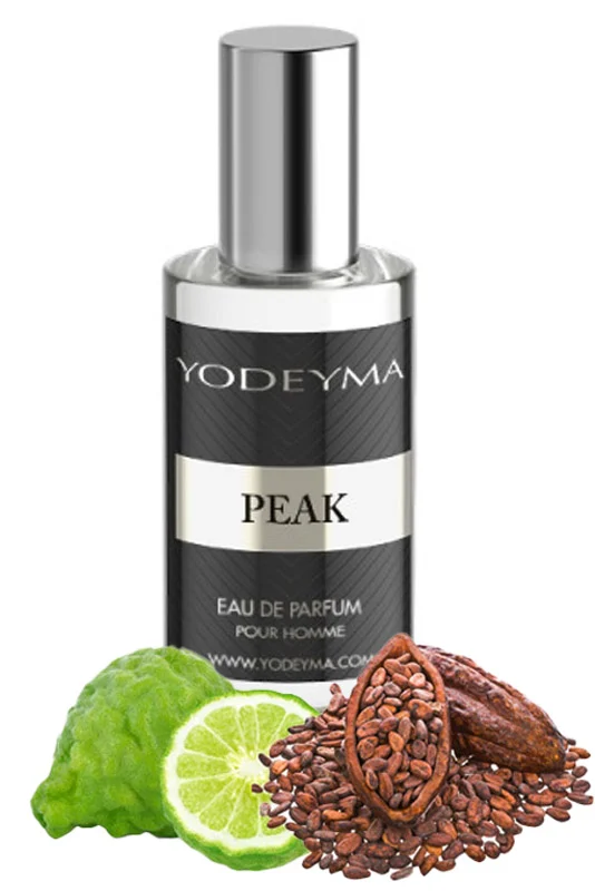 Yodeyma Peak Mini Apa de parfum pentru barbati, nuante de bergamota, piele si cacao, pentru barbatul cuceritor si puternic, 15ml – prezentarea produsului