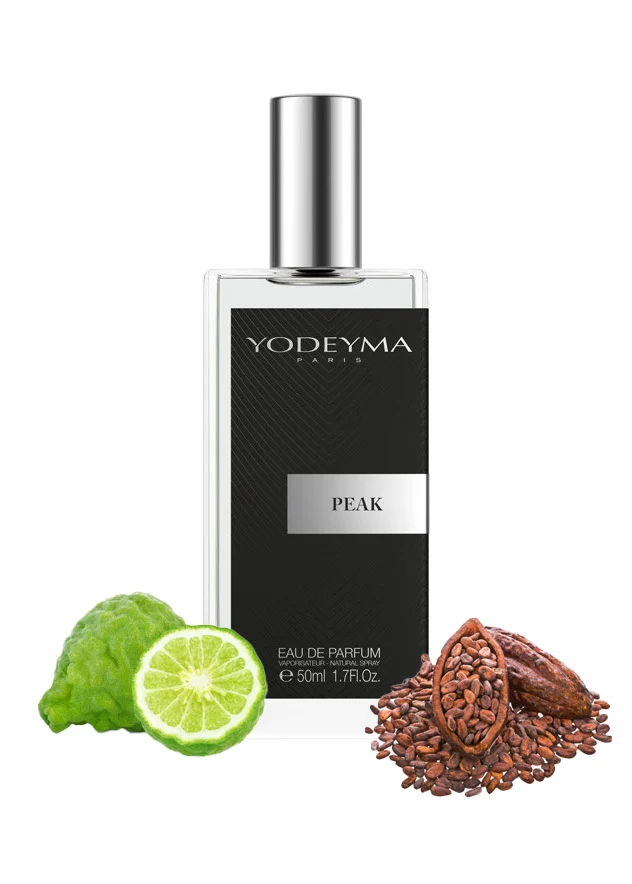 Yodeyma Peak Apa de parfum pentru barbati, nuante de bergamota, piele si cacao, pentru barbatul care isi doreste sa cucereasca fiecare moment, 50ml – prezentarea produsului