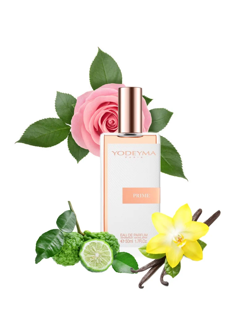 Yodeyma Prime Apa de parfum pentru femei, nuante de bergamota, trandafir si vanilie, pentru femeia sofisticata si fermecatoare, 50ml – prezentarea produsului
