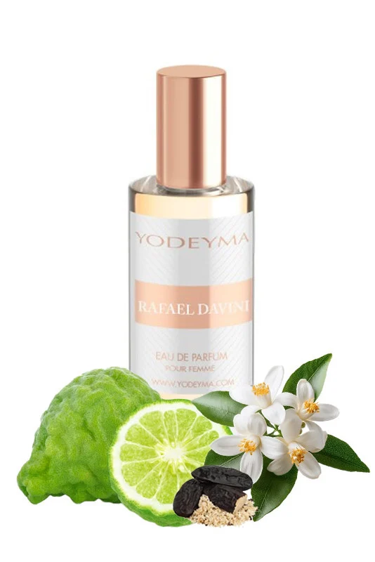 Yodeyma Rafael Davini Mini Apa de parfum pentru femei, nuante de bergamota, azahar si Haba Tonka, pentru femeia eleganta si plina de farmec, 15ml – prezentarea produsului