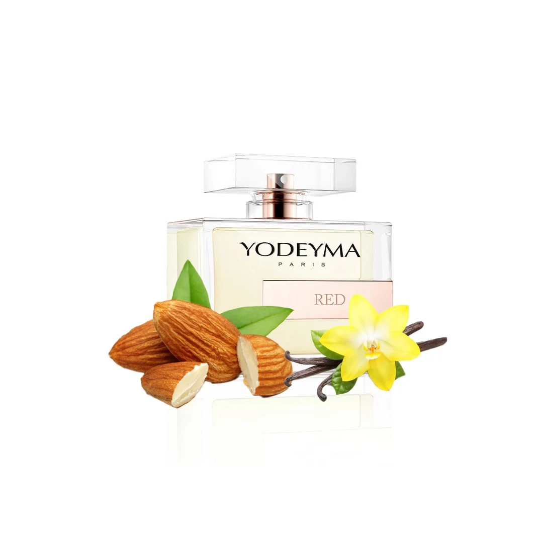 Yodeyma Red Apa de parfum pentru femei, nuante migdale, vanilie si mosc alb, pentru femeia indrazneata si sofisticata, 100ml