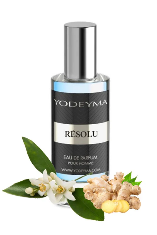 Yodeyma Résolu Apa de parfum pentru barbati, nuante de floare de portocal, ghimbir si salvie, pentru barbatul hotarat si plin de incredere, 15ml – prezentarea produsului