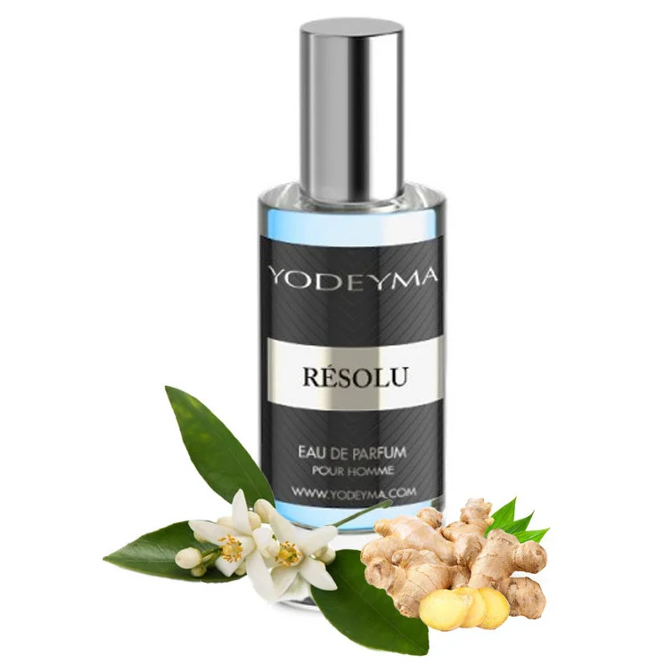 Yodeyma Résolu Apa de parfum pentru barbati, nuante de floare de portocal, ghimbir si salvie, pentru barbatul hotarat si plin de incredere, 15ml