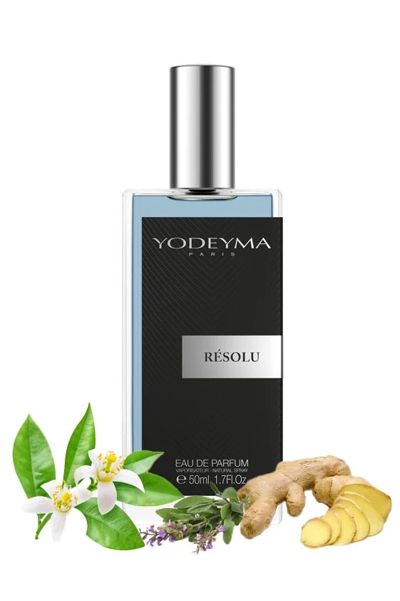 Yodeyma Résolu Apa de parfum pentru barbati, nuante de floare de portocal, ghimbir si salvie, pentru barbatul hotarat si plin de incredere, 50ml